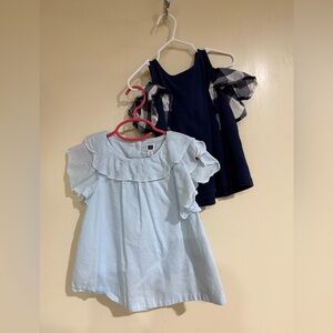 Janie and Jack Navy Top with Ruffle Sleeves and baby blue ruffle top lot 4/5T